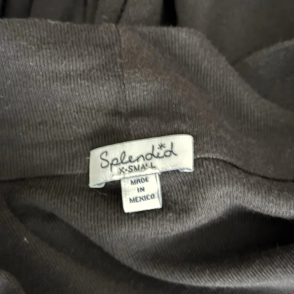 Splendid Cardigan Jersey Knit Casual Open Front Black XS Minimalist Quiet Luxury